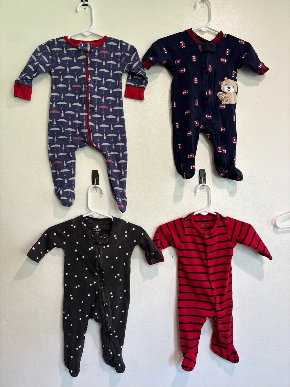 Carter's Navy, Red, Black, Gray Baby One-Piece Footed Sleepers - 3 month
